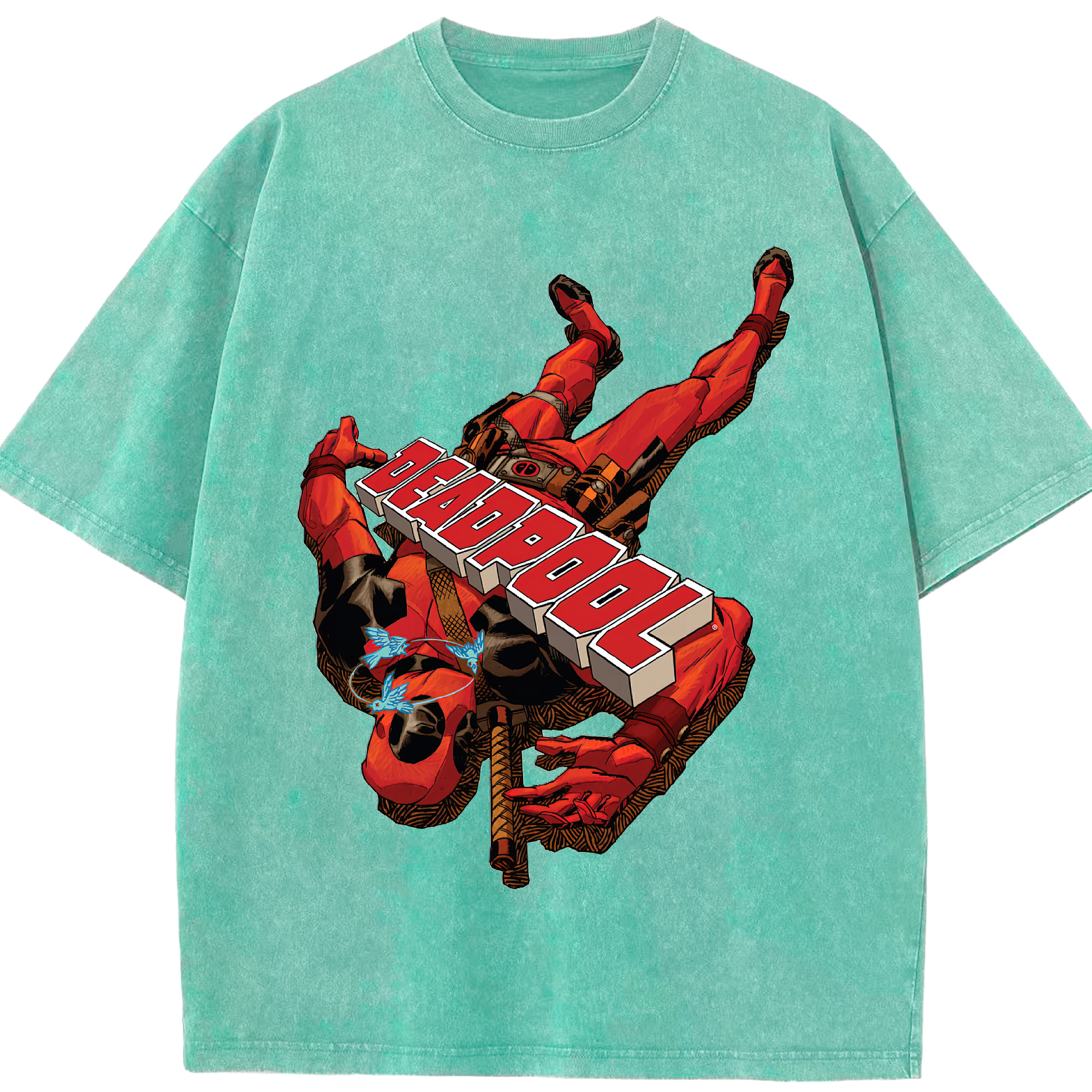 （画像用） Deadpool デッドプール 綿100% ヴィンテージ風 半袖Tシャツ（フロントプリント）